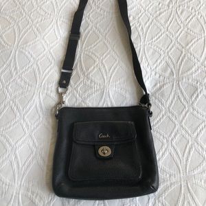 Black Pebbled Leather Coach Crossbody purse